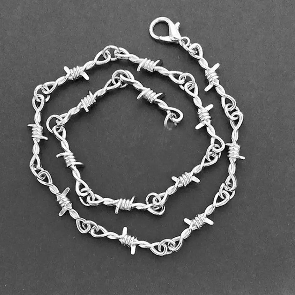 Fashion Iron Unisex Choker Necklace Women Hip-hop Gothic Punk Barbed Wire Little Thorns Chain Choker Jewelry Gifts
