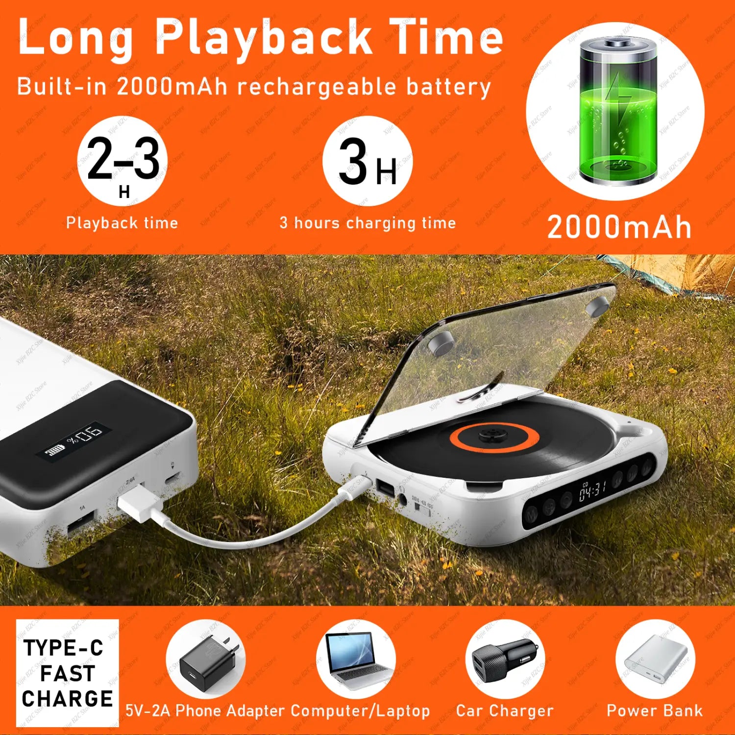 Portable CD Player Bluetooth Speaker Stereo CD Players LED Screen Wall Mountable CD Music Player with IR Remote Control FM Radio