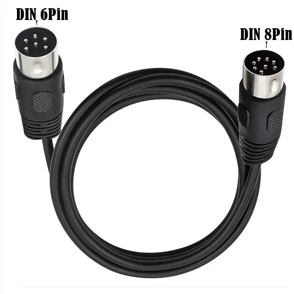 MIDI 8 Pin Din Male TO 6 Pin Male Audio Data Signal Cable 1.8m