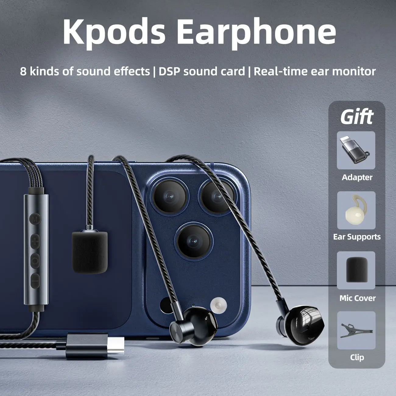 Karaoke Earphones Professional Sound Card Microphone Multi modes Real-time ear monitoring Type-C Vocal Mic Gift for Men Women