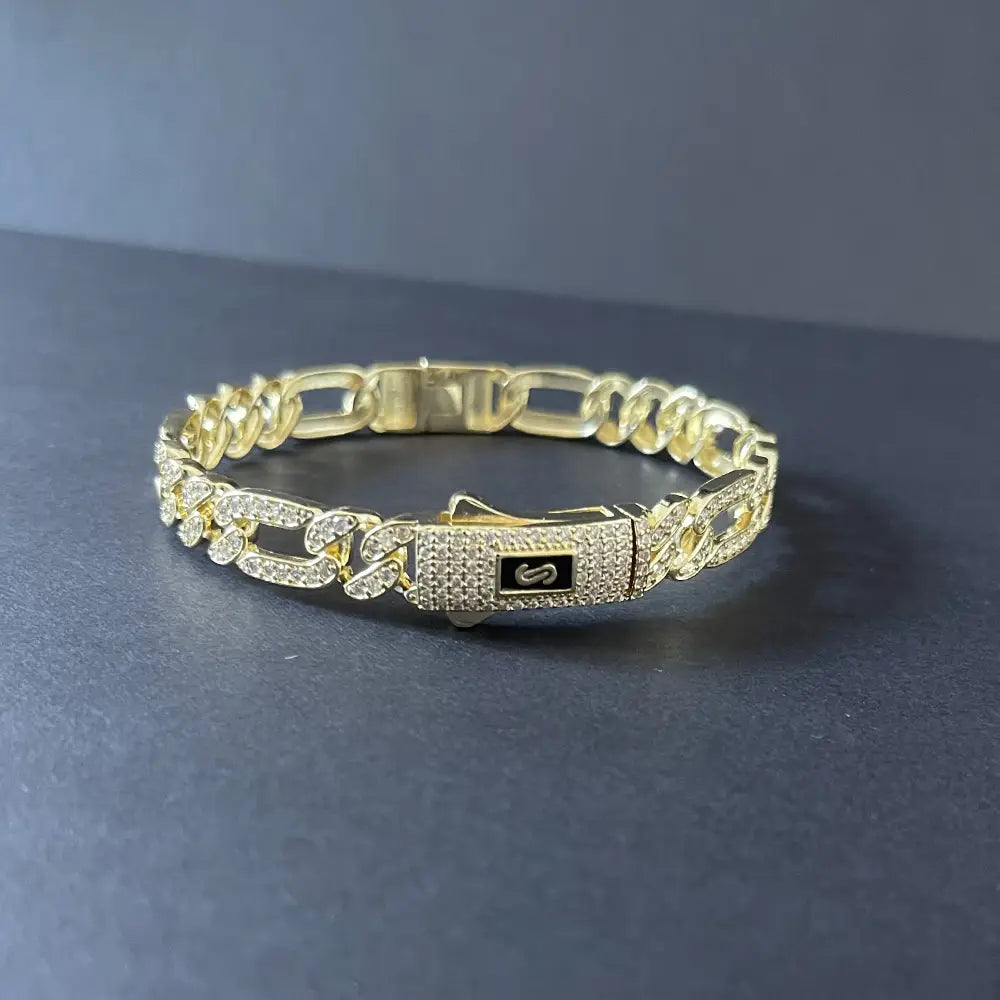 New hip hop Cuban bracelet Monaco hip hop bracelet 14K gold-plated copper unisex available for wholesale.