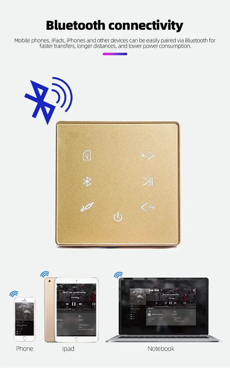Low Price 86 Touch Screen Home Theater Systems Background Music Controller IPS USB,SD Card Bluetooth Wall Amplifier
