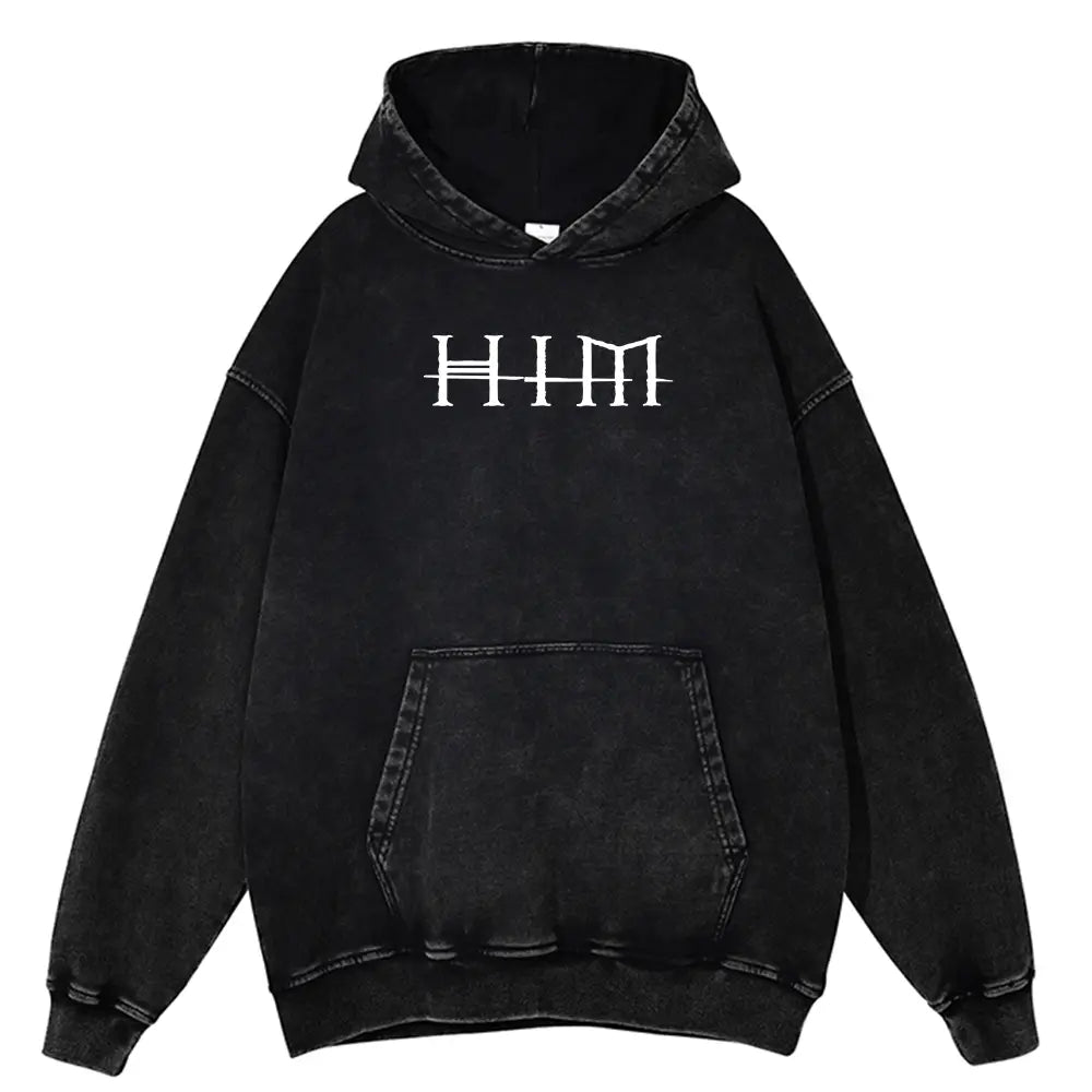 2024 Winter Men’s Hip Hop Oversize Hoodie Sportswear Men’s Street Wear Band Pattern Washed Cotton Hoodie Outdoors Warm Coat