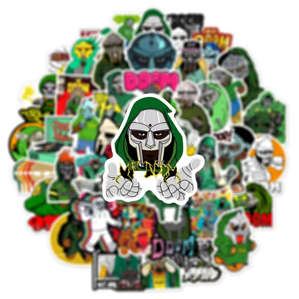 10/30/50PCS Hip Hop Rapper Mf Doom Stickers Singer Graffiti DIY Skateboard Phone Luggage Laptop Guitar Toys Decals For Fan Kids