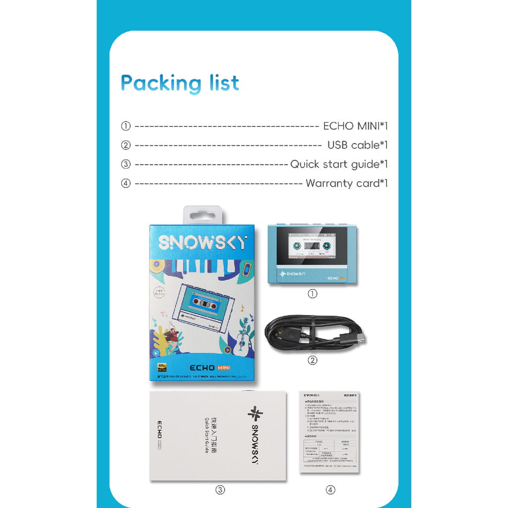 SnowSky FiiO Echo Mini HiFi Bluetooth MP3 Pure Music Player 15Hours Playback 3.5mm/4.4mm Headphones Output
