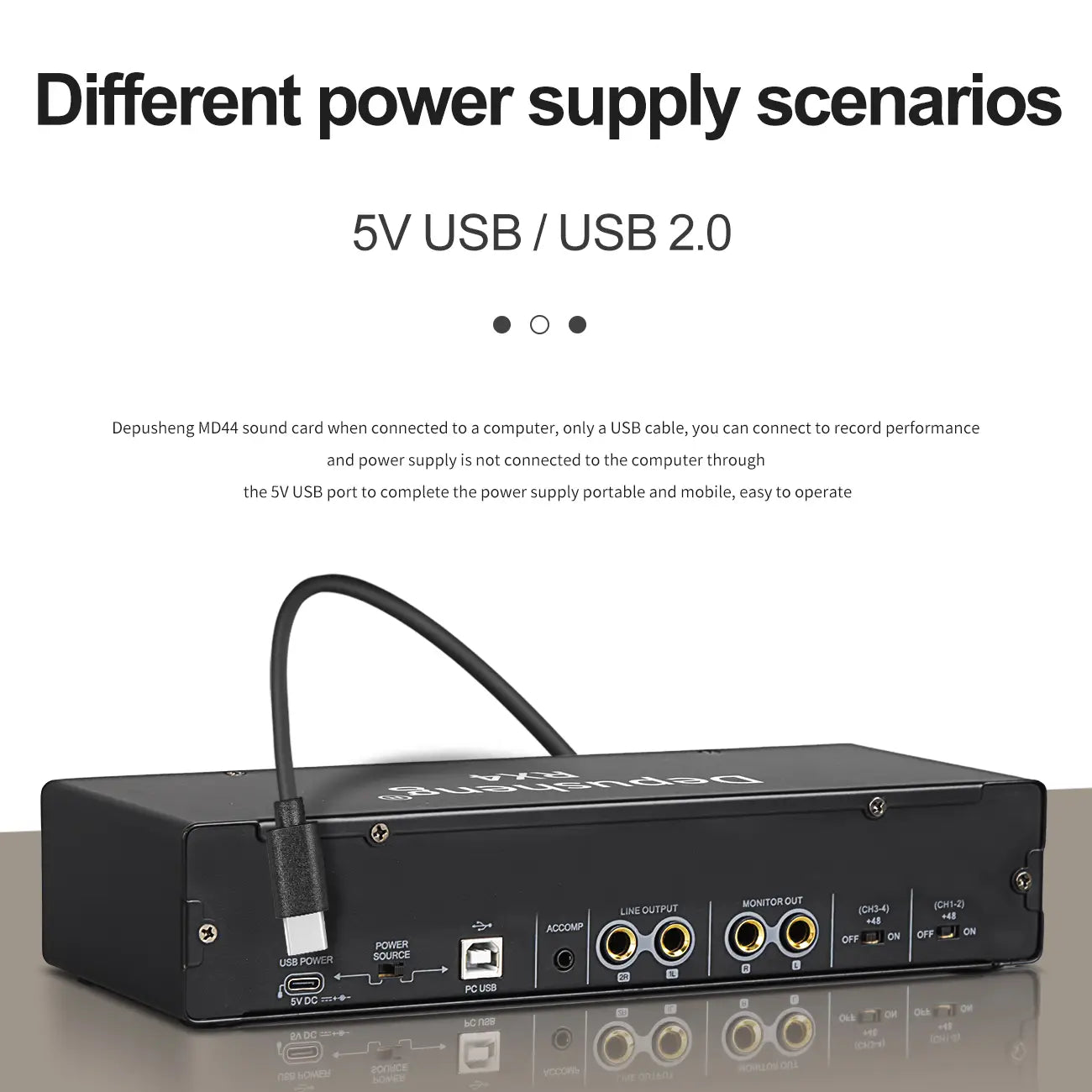 Newest 4 Channel Audio Sound Card 4 in 2 out Interface Audio For Podcast Recording Music Studio Instrument Live Singing