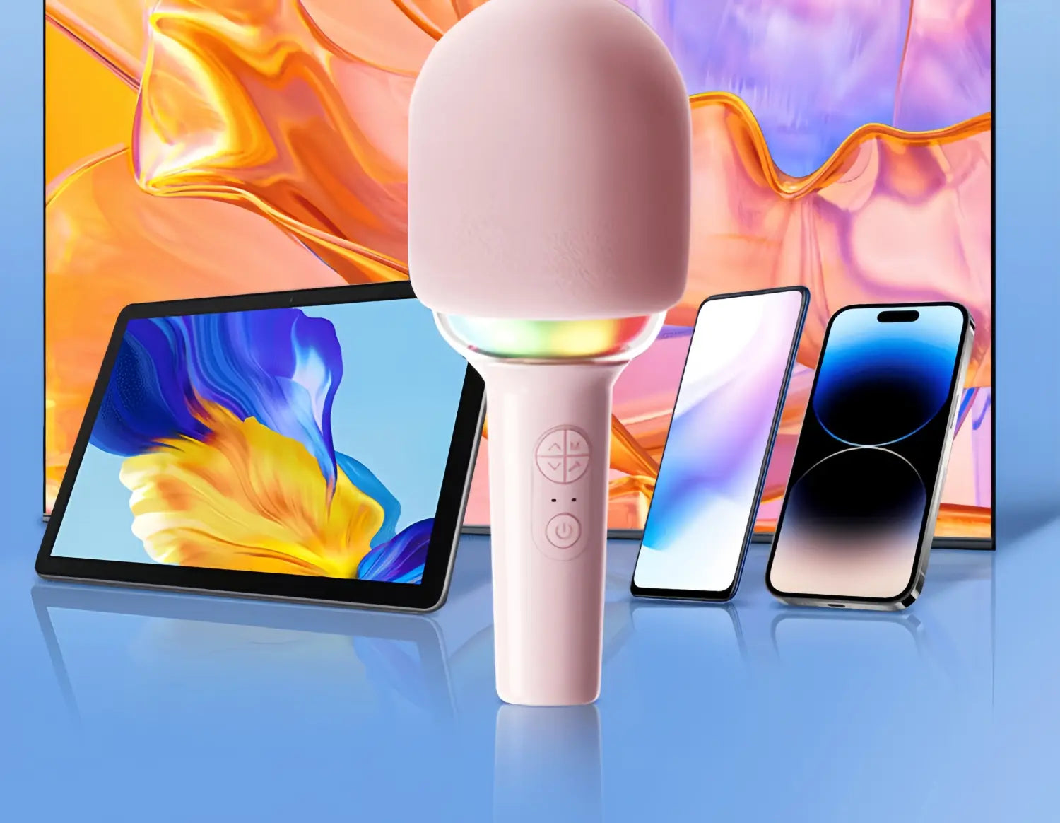 Wireless Karaoke Microphone with Speaker BT 5.3 No Delay 52mm Speaker No Howling Portable Mic for Singing with Lights