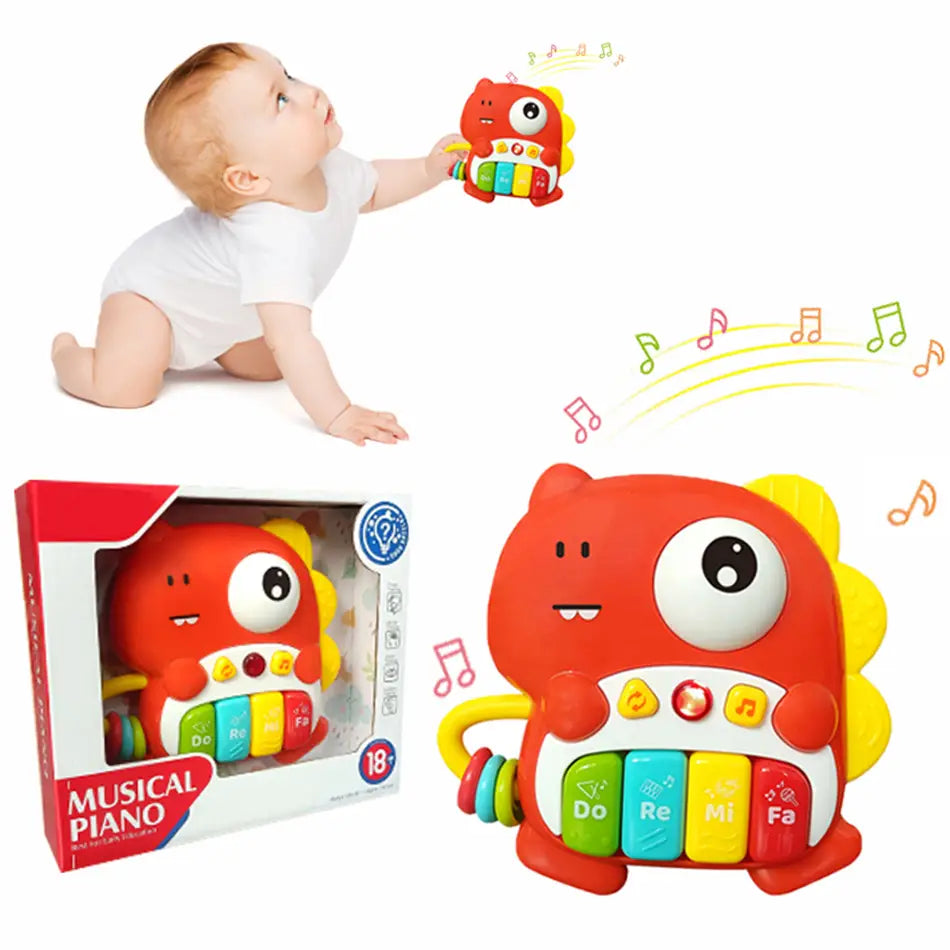 Kids Cartoon Piano Keyboard Game with Flashing Light Music Animal Sounds Baby Instrument Music Toys Educational Toys Kids Gifts