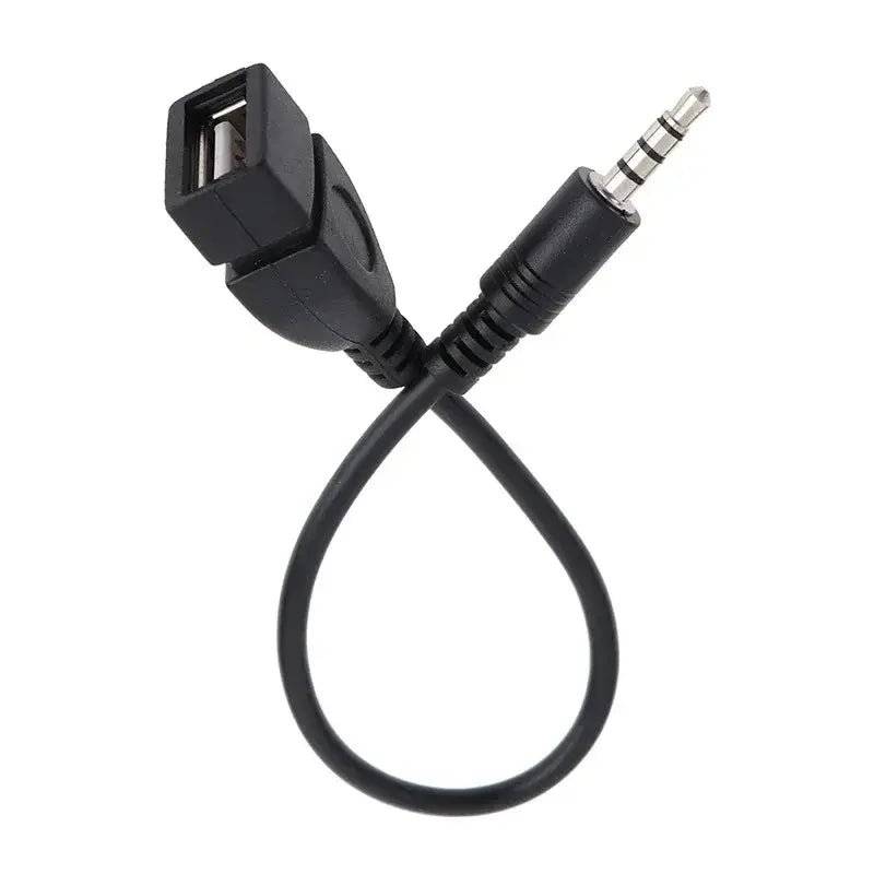 3.5mm black car Aux audio cable to USB audio cable car electronics for Play Music car audio cable USB headphone converter