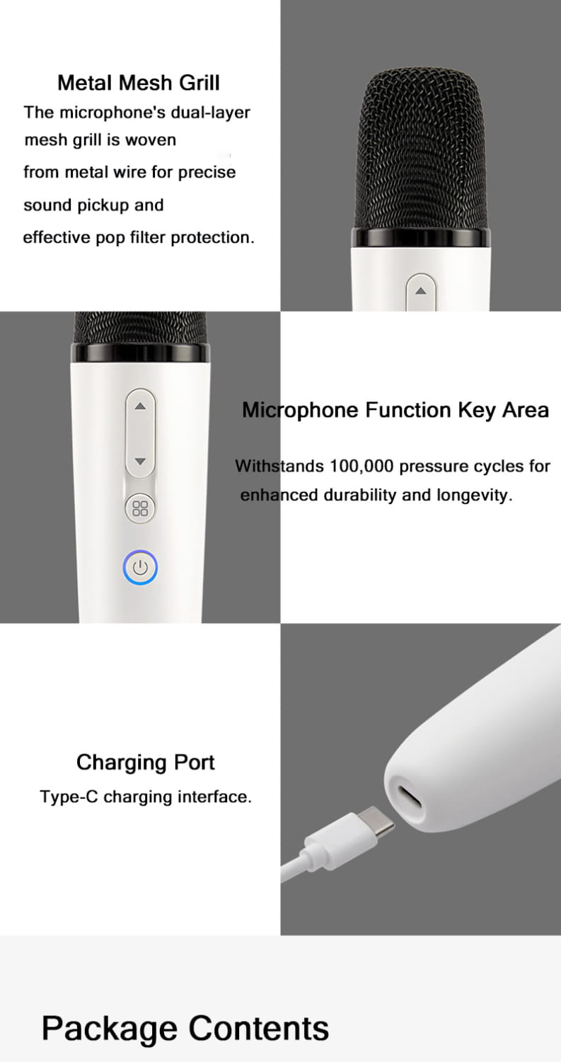 Karaoke Microphone for Tesla Model Y/3 Car Karaoke Microphone with USB A Receiver Wireless Singing Mic with USB C Dongle 1 Mic