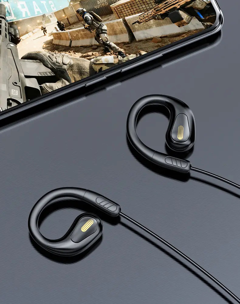 NEW Clip-on Type C&3.5mm Wired Control Headphone 9D Surround Sound Earbuds Sports Headsets ENC Earphones With HD Mic For Samsung