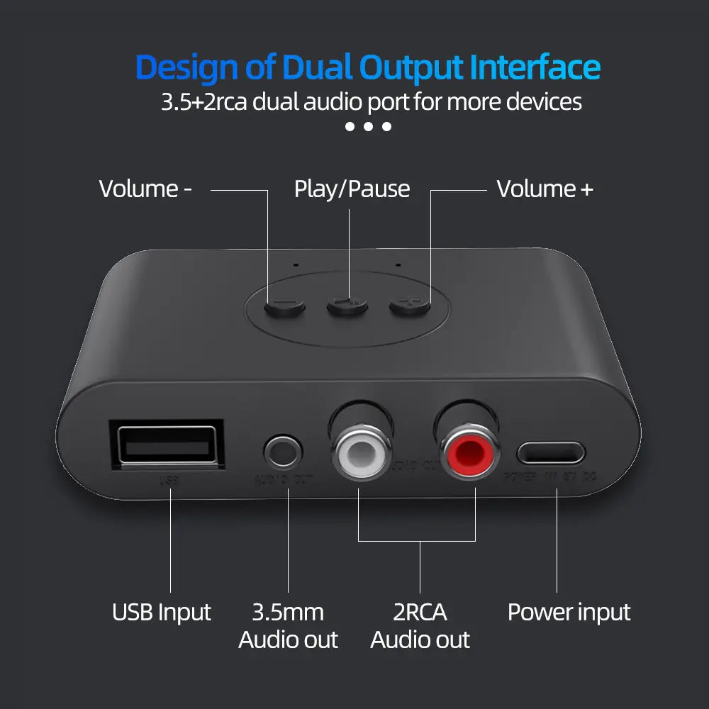 Bluetooth 5.6 Audio Receiver 3.5mm AUX RCA USB U-Disk Stereo Music Wireless Audio Adapter For PC TV Car Kit Speaker Amplifier