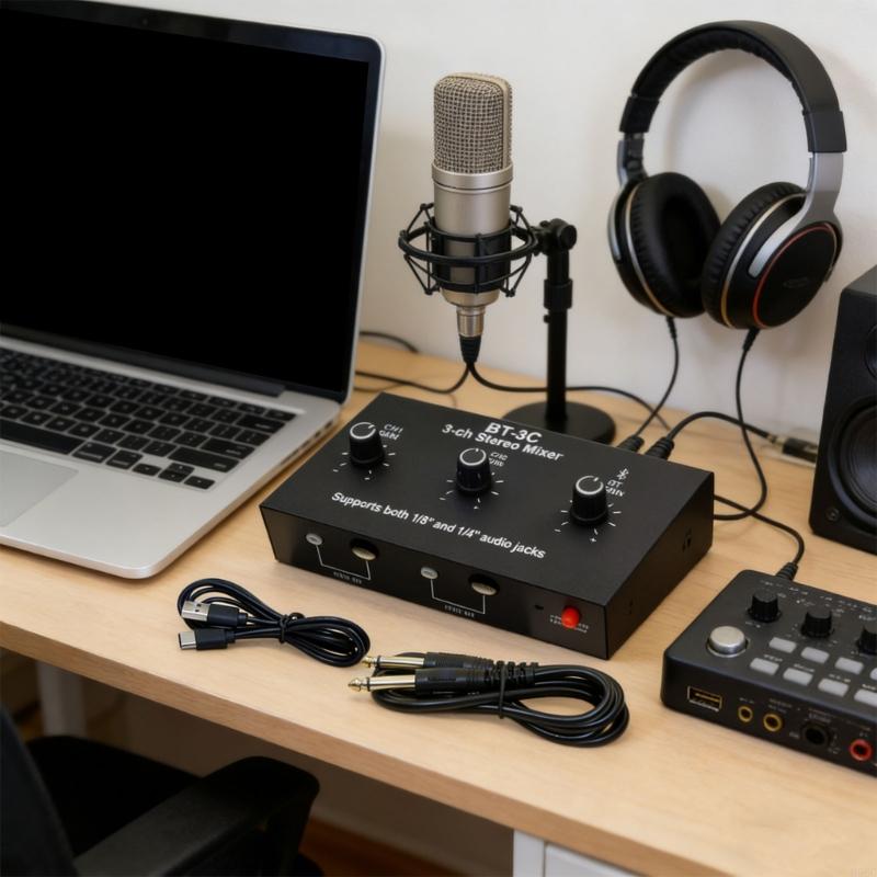 Durability Metal Sound Mixer With 15Hour Battery Life Perfect For Musicians And Content Creators Studio Recording 896C