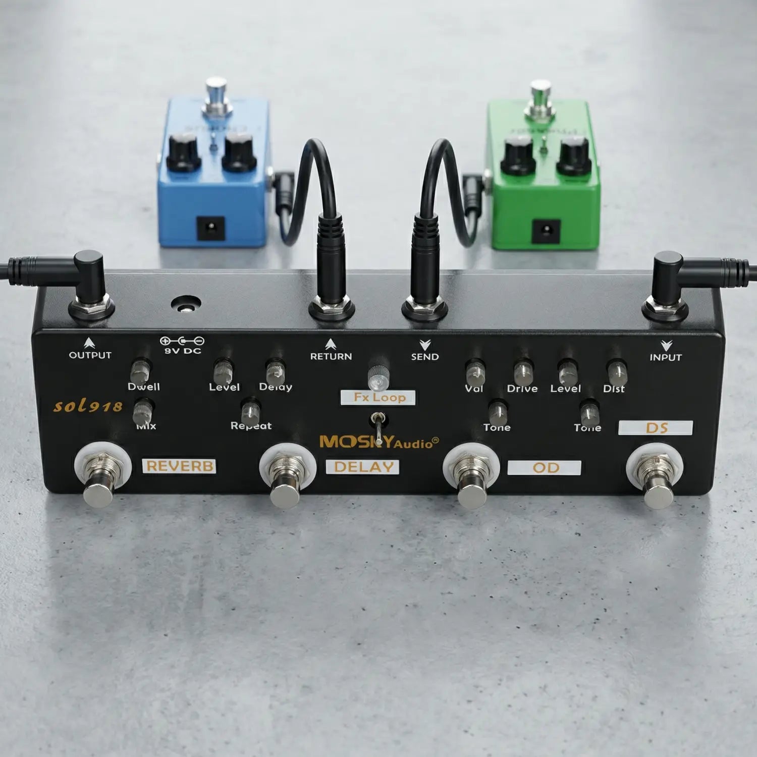 MOSKY Audio SOL918 Guitar Multi Effects Pedal Distortion Overdrive Delay Reverb 5 Effects FX Loop True Bypass Metal for Bass