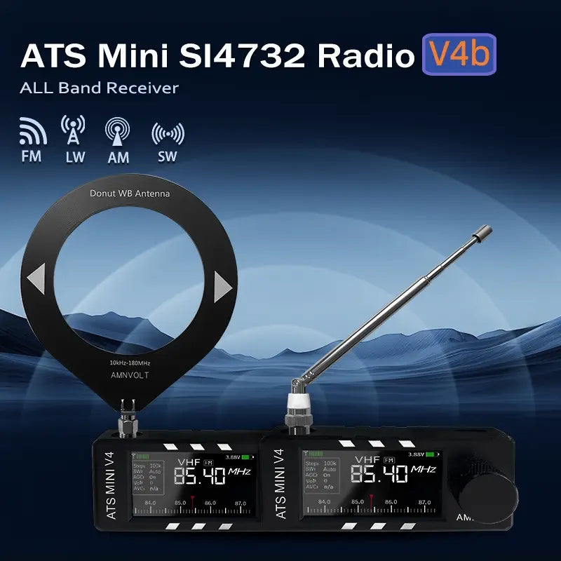 V4b AMNVOLT ATS Mini SI4732 All Band Receiver Supports AM/FM/SSB/LSB/USB Built-in Hi-Z Headphone Amplifier for HAM
