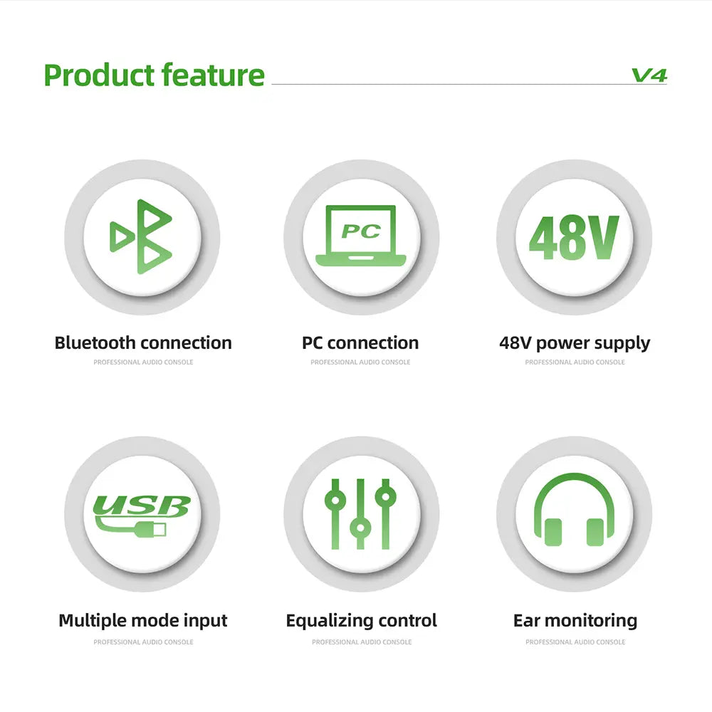 4/8 Channel Audio Mixer DJ Controller Sound Mixing Console With Bluetooth Phantom Power Delay Repaeat Effect For PC Recording
