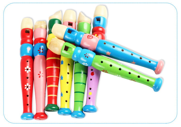 1pc 20cm/7.87in Colorful Wooden Flute Music Instrument Trumpet Buglet Hooter Kids Educational Learning Musical Toys for Children