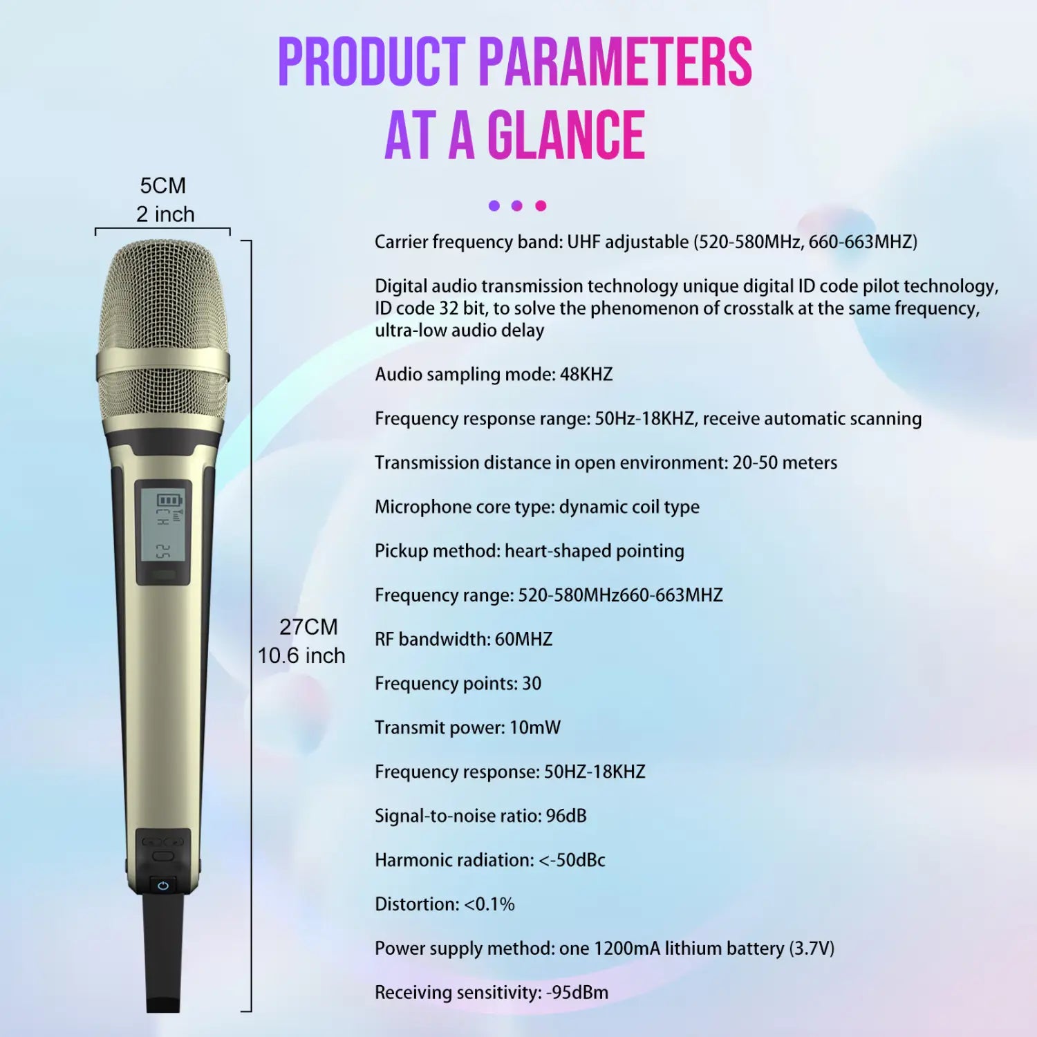 Karaoke Microphone G-MARK SKM9000 2 Channels Wireless Mic UHF Frequency For Teaching Wedding