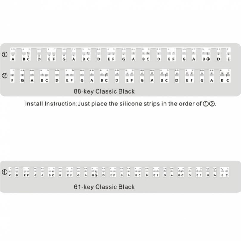 61 88 Keys Piano Keyboard Note Labels Marker Free Paste Overlay Silicone Strips Piano Guide for Beginners Kids Practice Sticker
