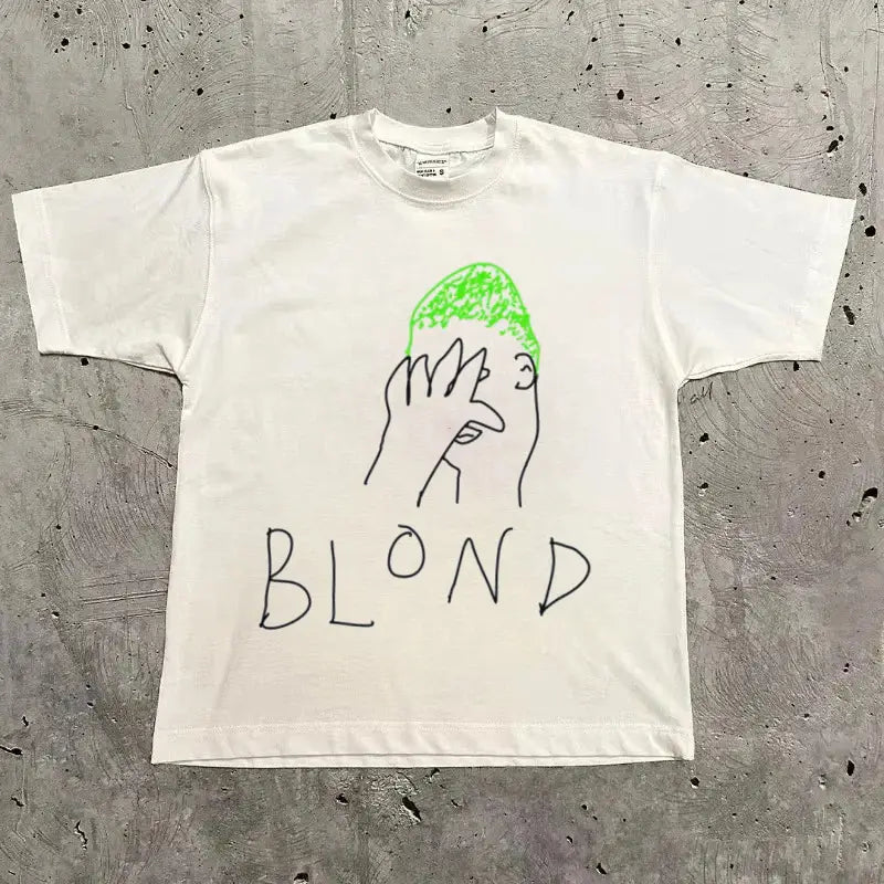 Rapper Frank Retro Graphic T Shirt Men’s Hip Hop Ocean Album Clothing T-Shirts Y2k Unisex Blond Fashion Oversized Cotton T-shirt