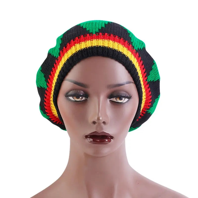 Jamaican Multi-colour Printed Knitted Hat Bob Rasta Beanie Hats Hip Hop Cap Men Women Caribbean Fancy Dress Reggae Beret Cap