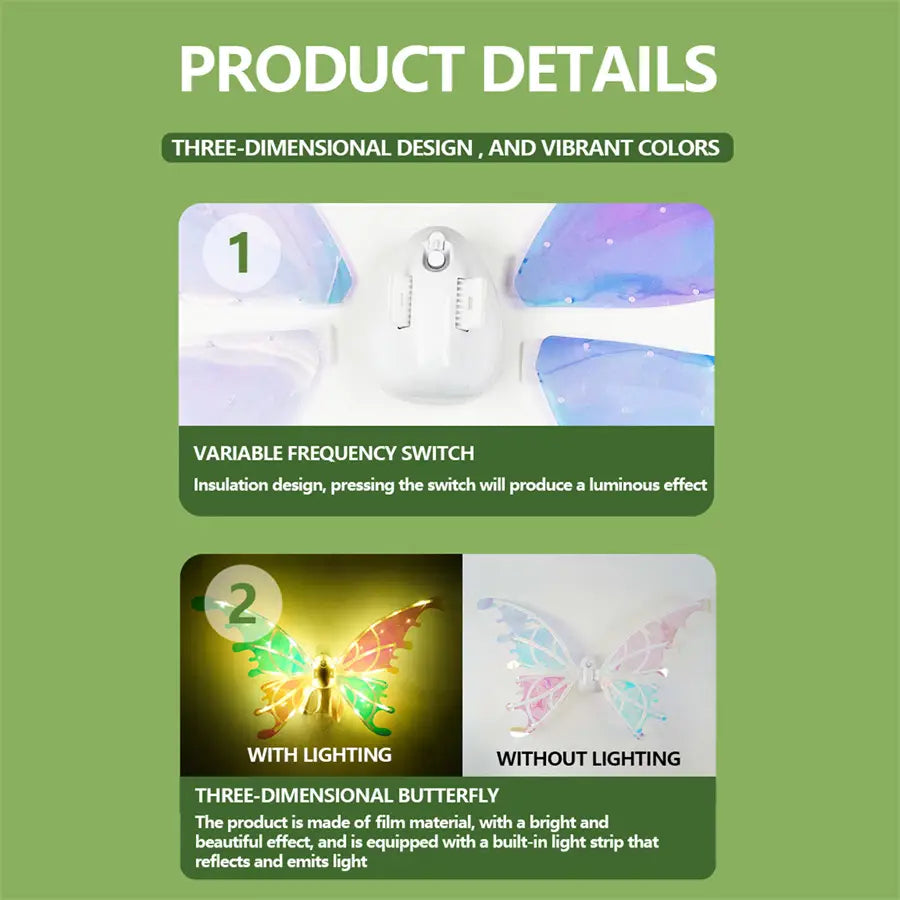 Electrical Butterfly Wings Toy With Music Lights Elf Wings Glowing Shiny Dress Up Moving Fairy Wings For Kids Boys Girls Gift