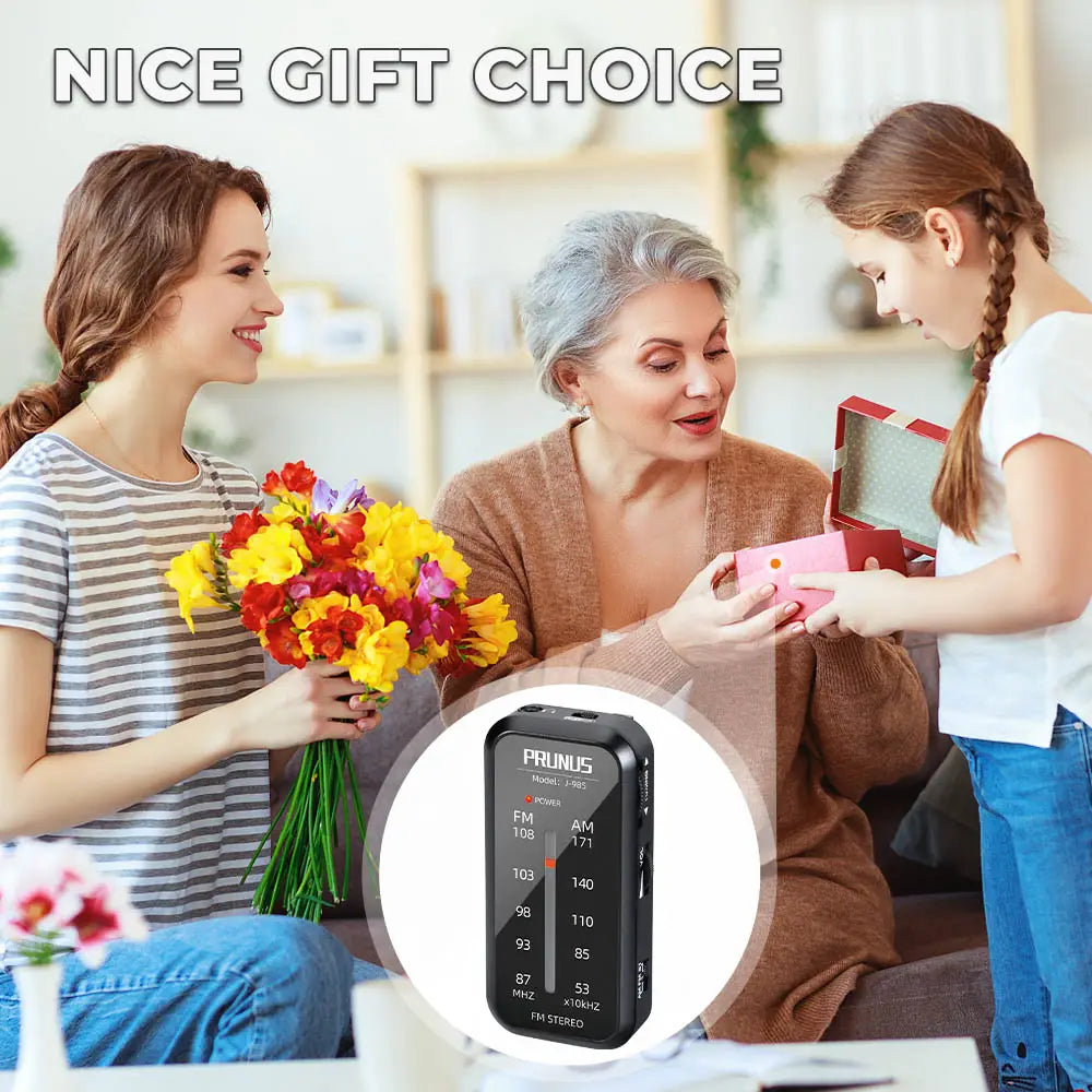 PRUNUS Pocket Radio Mini walkman AM FM Radio Hand Stereo Portable Radios Portable Music Playe AAA Batteries with Headphones