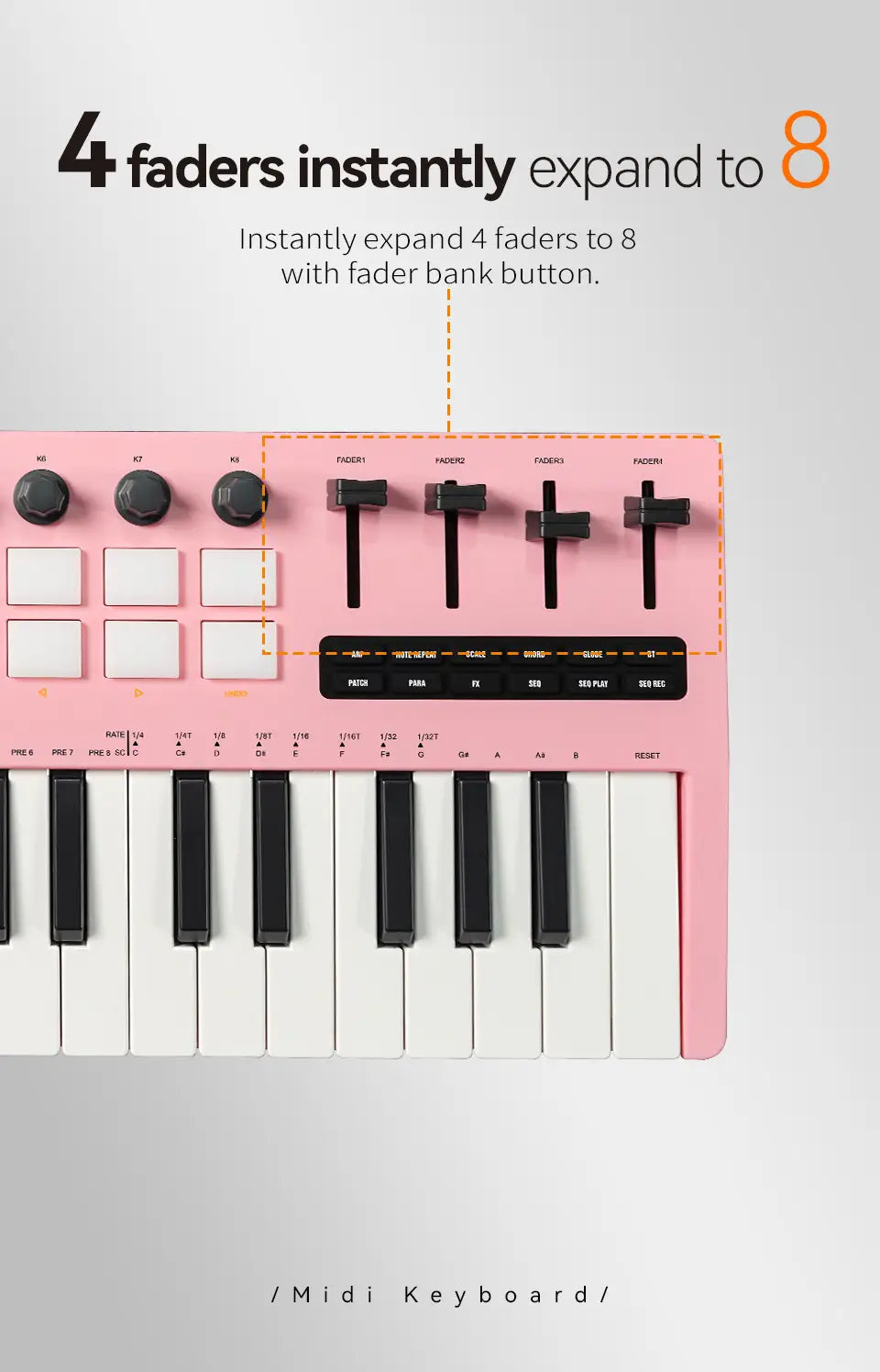 M-VAVE SMK-37 PRO Keyboard MIDI Controller USB | 16 RGB Pads And 8 Knobs Supports Software Operation for Windows Mac iOS Android