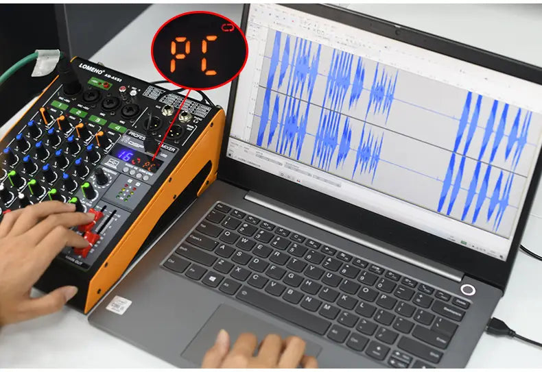 Professional 4 Channel Audio Mixer with UHF Wireless Microphone USB Bluetooth Karaoke System Sound Mixing Console LOMEHO AM-AKS2