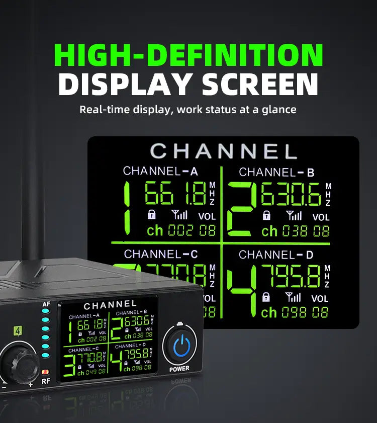 Professional wireless microphone 4-channel UHF karaoke singing home entertainment performance dynamic handheld microphone