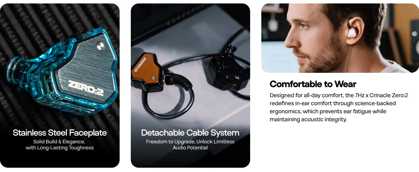 7Hz x Crinacle Zero 2 Updated 10mm Dynamic Driver IEM Wired Earbuds Earphones Gaming Earbuds with OFC IEM Cable for Musician