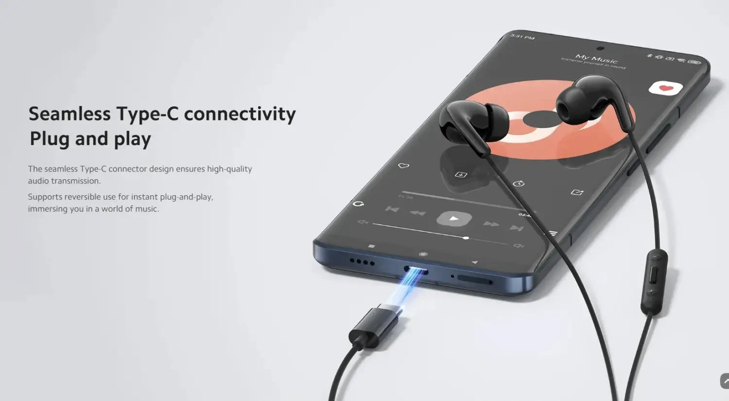 Original Type C Wired Headphones In Ear Headset Wired Earphones with Microphone Stereo Earbuds For Redmi POCO Huawei Samsung