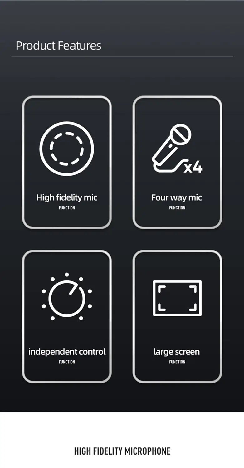 Professional VHF Wireless Microphone System 4 Channel Handheld Karaoke Microphone for Home Party Church Event TV Speaker