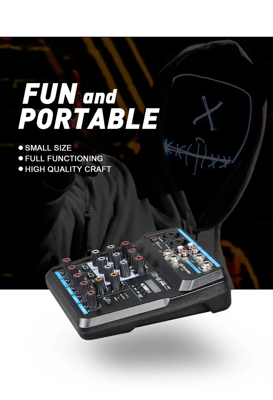 M4 M6 Aduio Mixer DJ Console with Bluetooth Sound Card for PC Recording Karaoke Microphone Instrument Mixing Audio Interface
