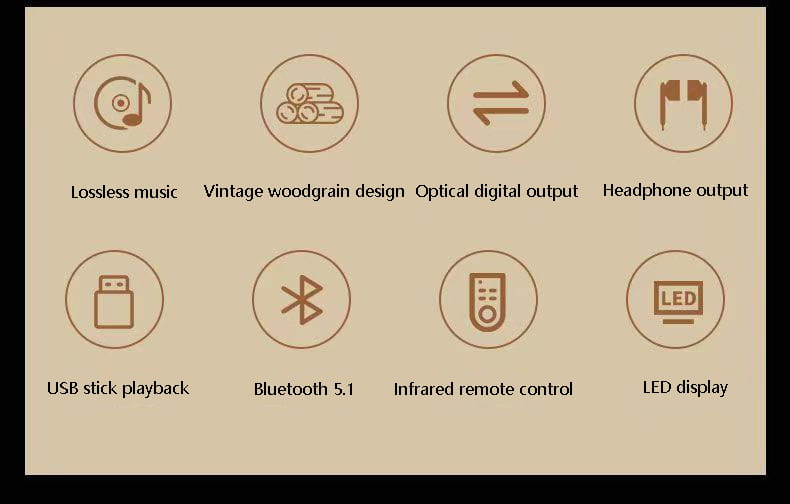 Wooden HIFI CD Player Bluetooth 5.1 Digital Optical Output USB Lossless Playback Wooden CD Music Player Infrared Remote Control