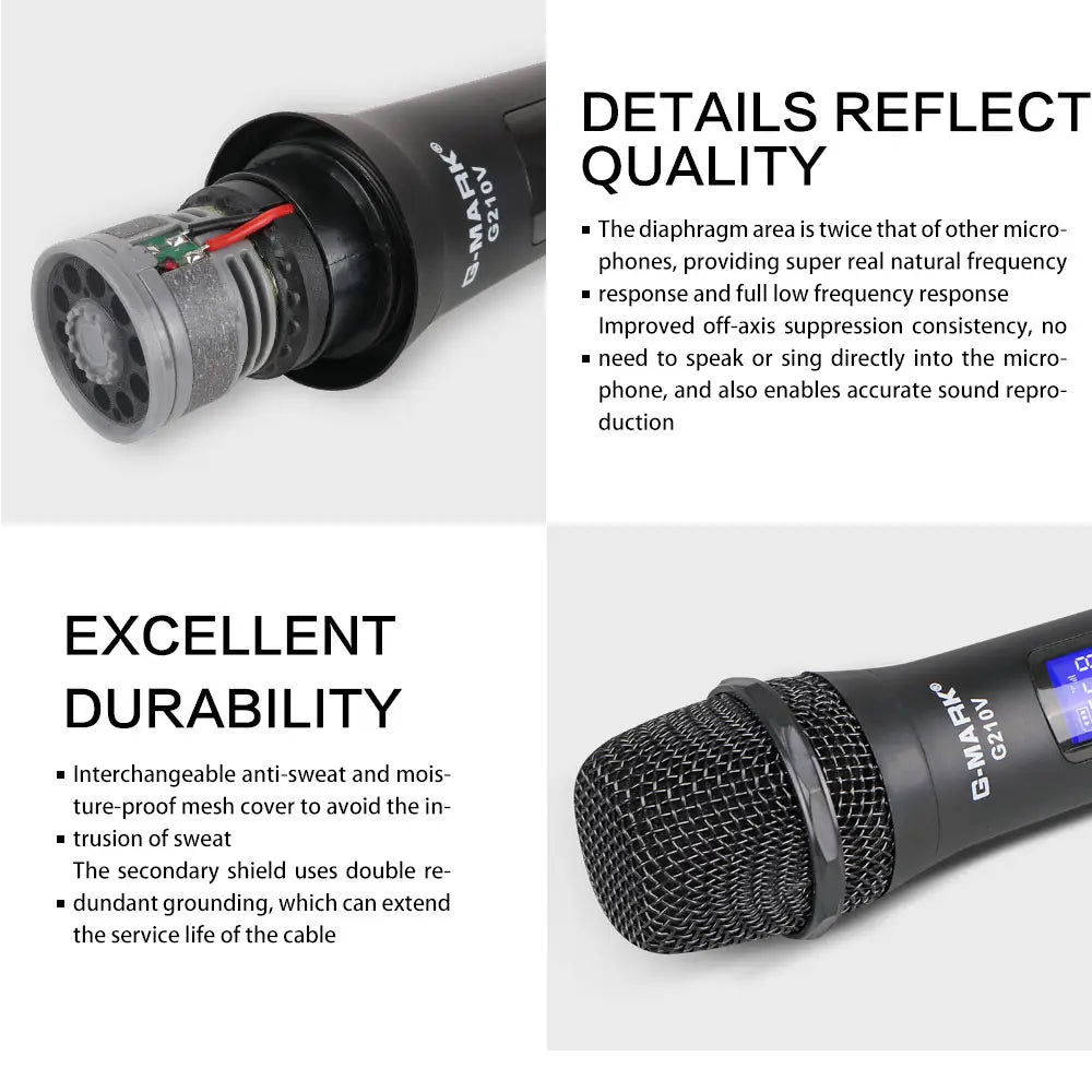 Karaoke Wireless Microphone G-MARK G210V Professional 2 Channels Handheld Mic For Party Meeting Church Show Home