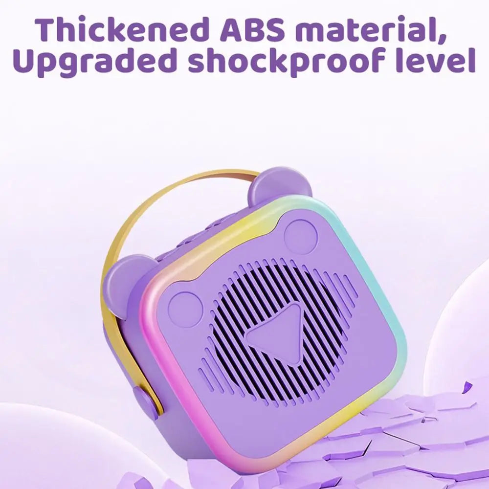 Portable Mini Karaoke Machine 3.5mm Earphone HIFI Surround Mini Home Karaoke Speaker Wireless Microphones RGB Lights