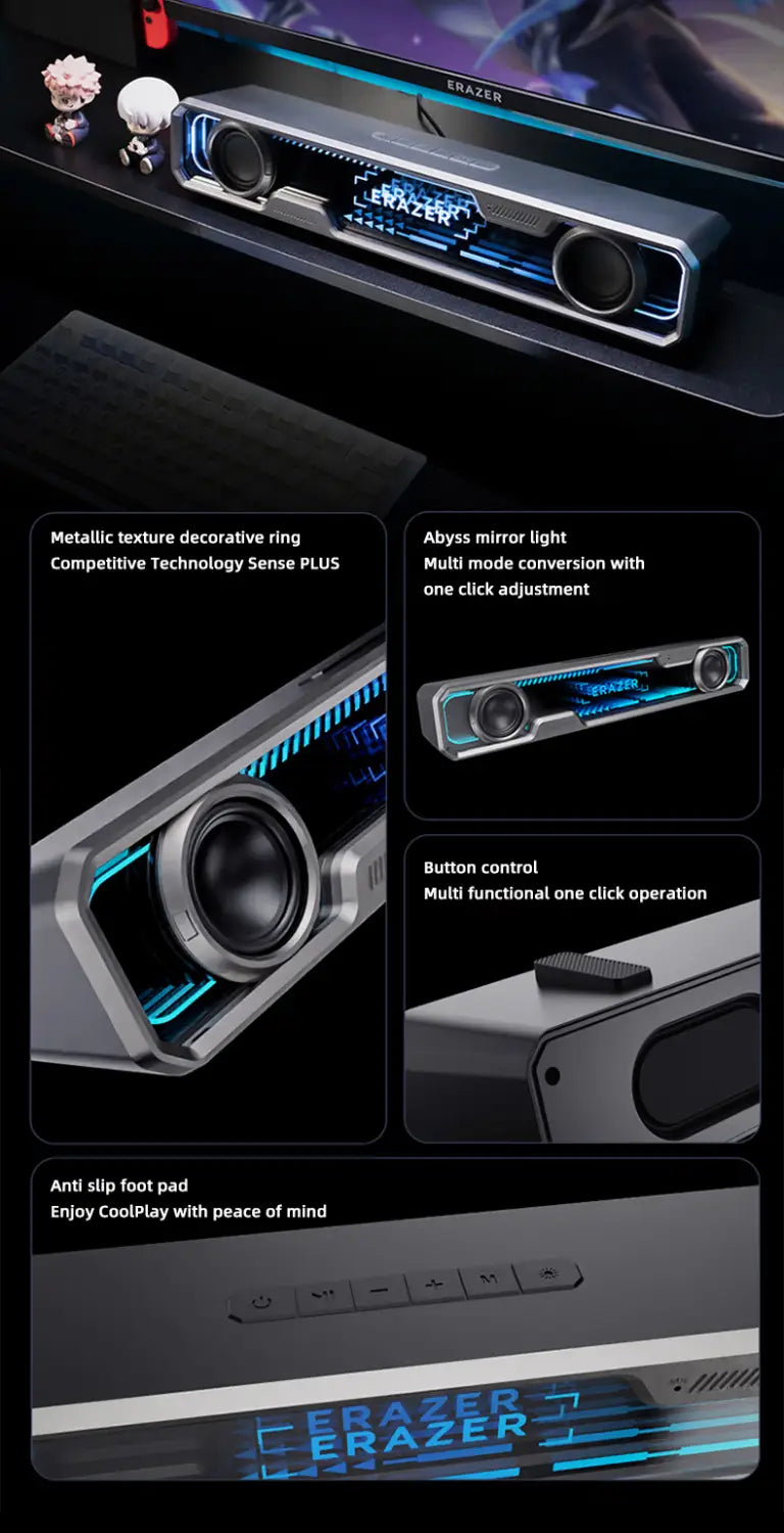 Lenovo Wired Bluetooth Speaker RGB Colorful Abyss light Effect Dual Speakers Dual Bass Diaphragm HIFI Stereo Surround Sound W108