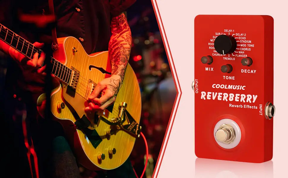 Coolmusic New Digital Reverb Pedal Electric Guitar Multi Effects Pedal with 16 Effects True Bypass Pro instruments Accessories