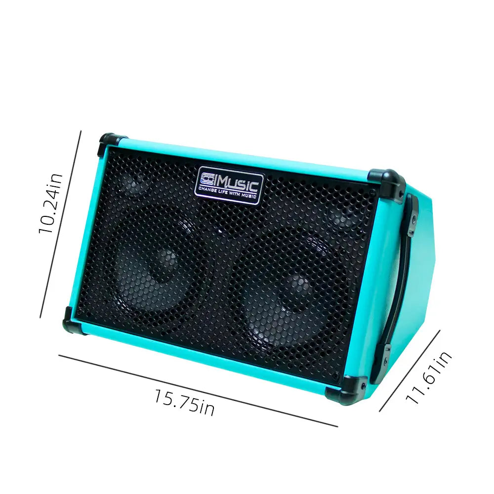 Coolmusic-Battery Powered Acoustic Guitar Amplifier Ukelele Portable Outdoor Smart Speaker with Microphone Rechargeable 80W
