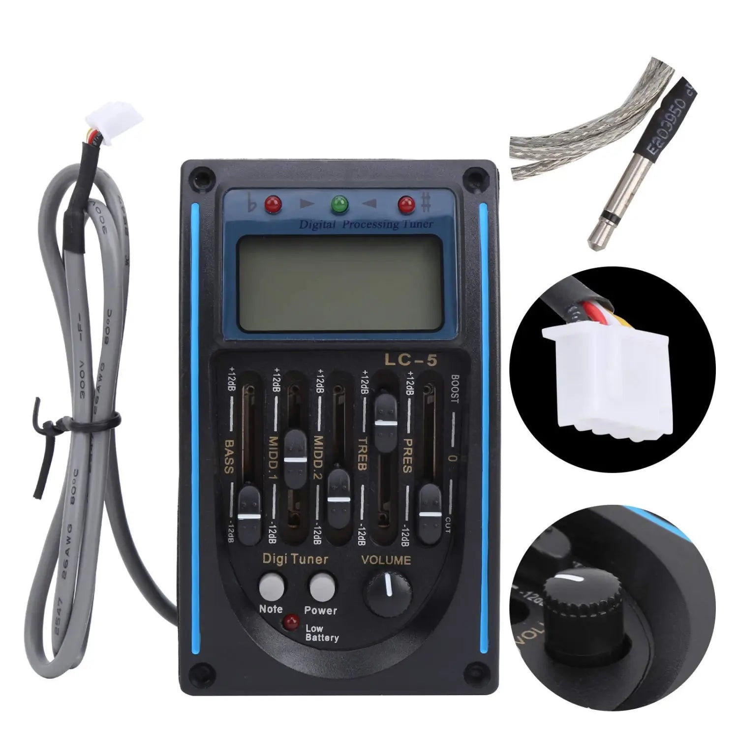 4/5 Band Acoustic Guitar Preamp EQ Equalizer Piezo Pickup Tuner Amplifier