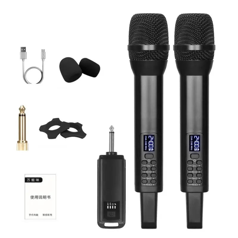 UHF Wireless Handheld Dynamic Karaoke Microphone Bluetooth Receiver Performing Professional Home Reverb High and Low Bass 2.4G