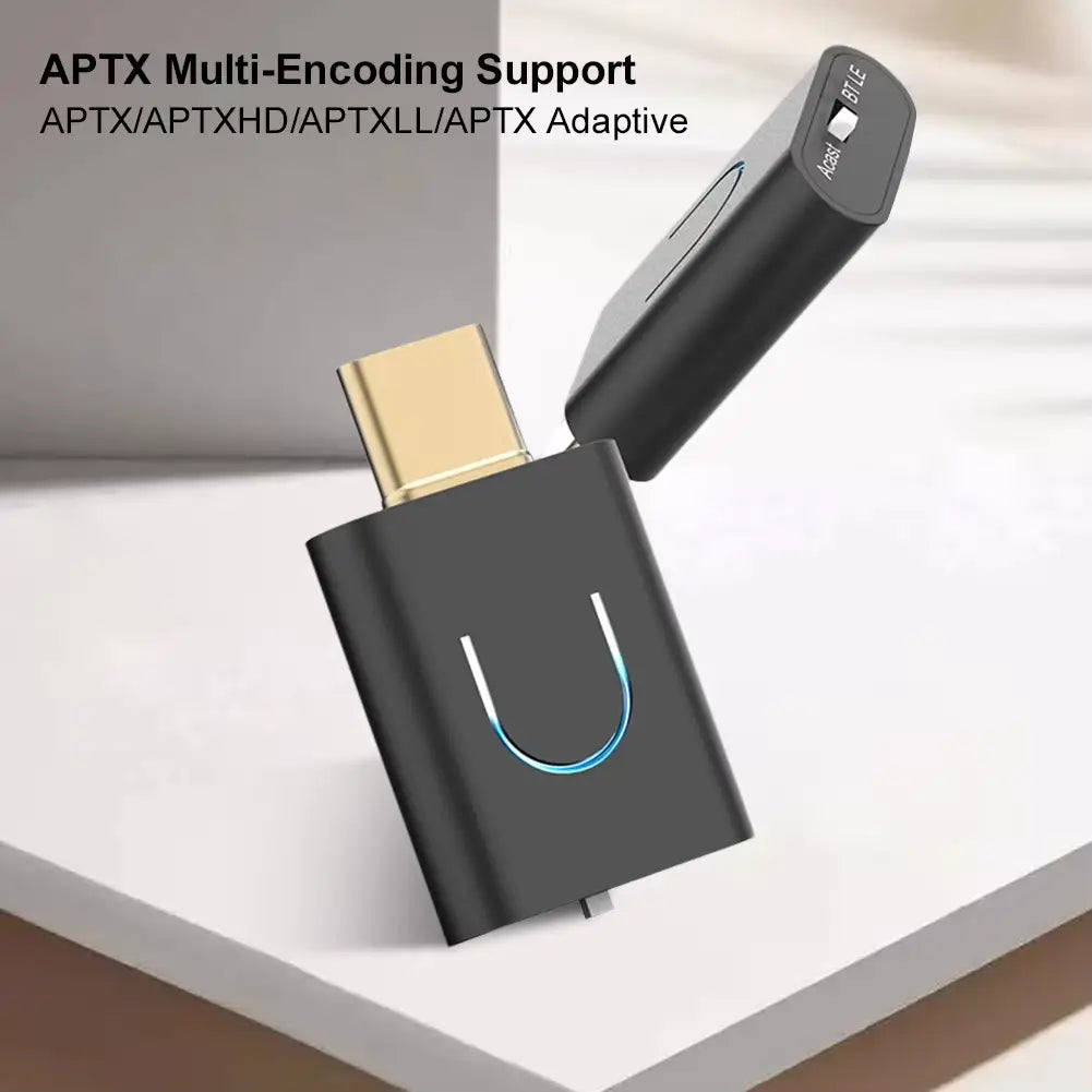 Bluetooth 5.4 Audio Transmitter aptX-Adaptive Type-C Wireless Stereo Music Adapter with Auracast for PC/Mac/PS4/5
