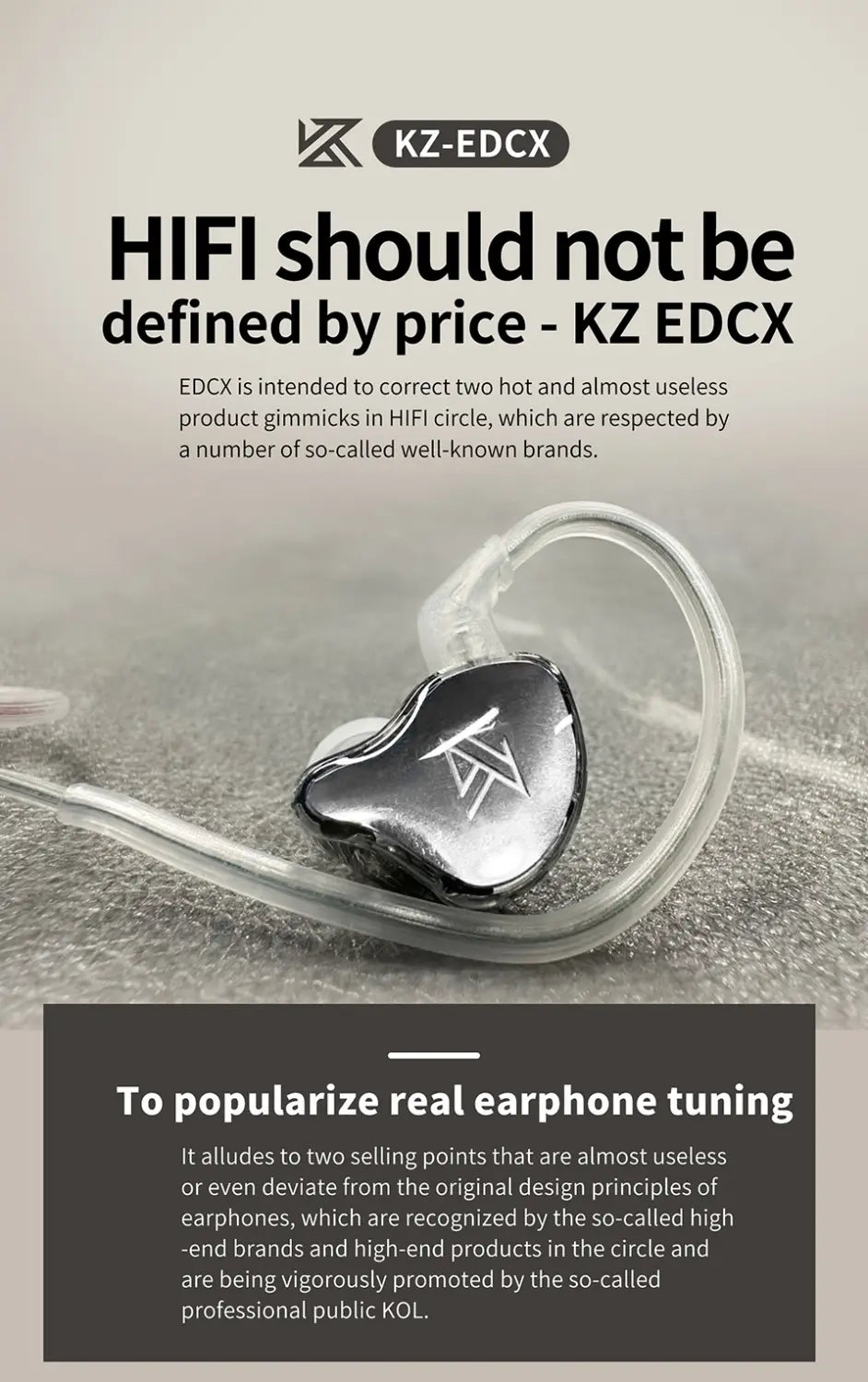 KZ EDCX In-Ear Wired Earphone Monitor HiFi Music Headphones Sport Noise Reduction Game Bass DJ Outdoor Earbuds Dynamic Headset