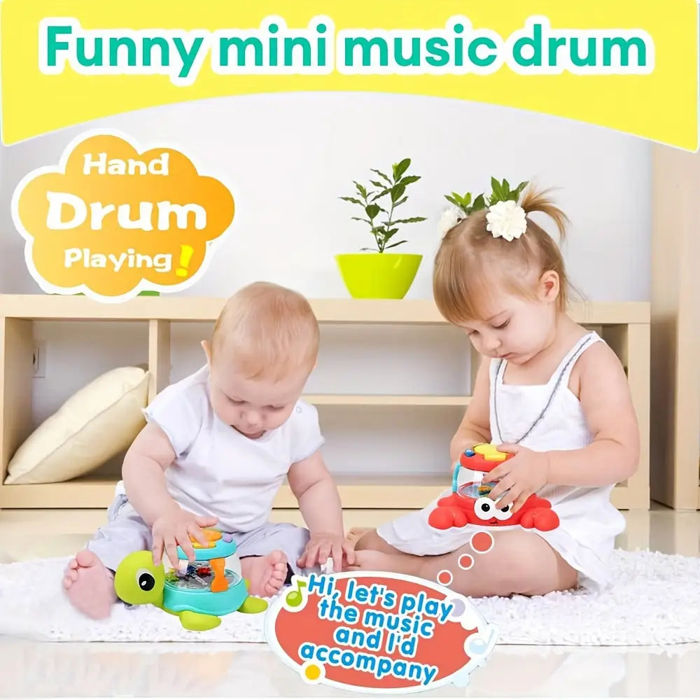Kids’ Music Turtle Crab Toy Musical Early Learning Drum Enhances Fine Motor Skills Parent-Child Interaction Birthday Gift