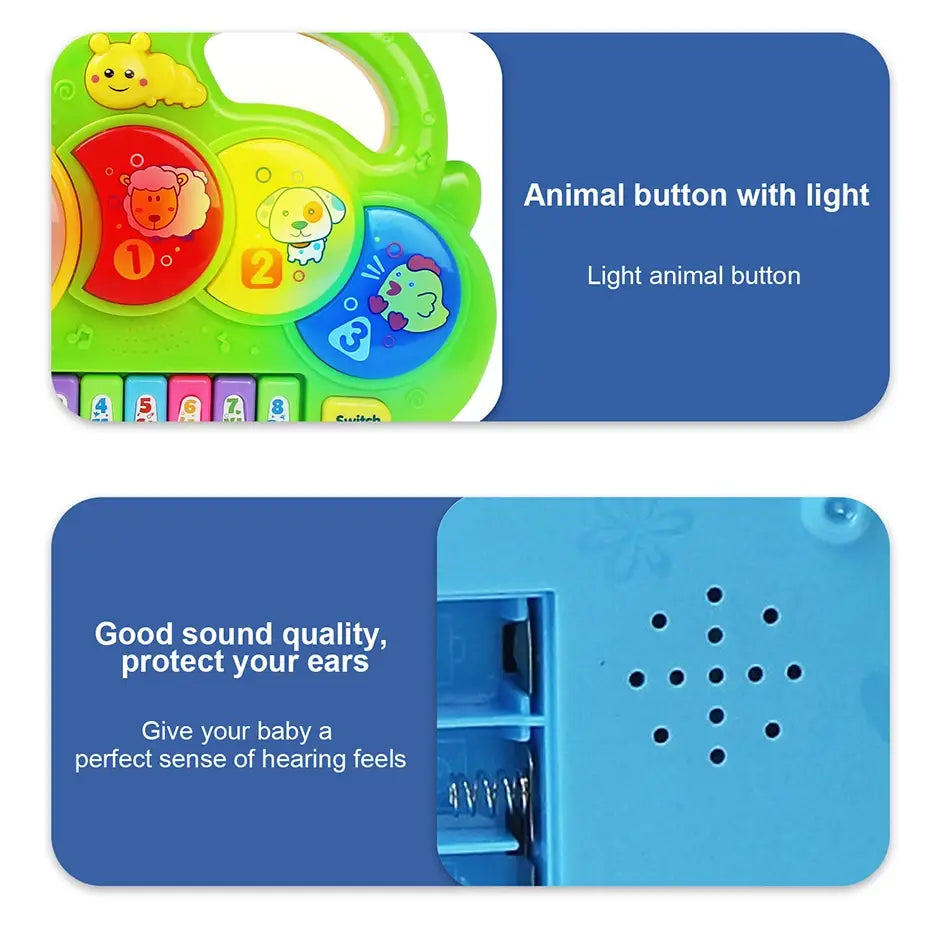 Baby Musical Toy with Animal Sound Kids Piano Keyboard Electric Flashing Music Instrument Early Educational Toys for Children