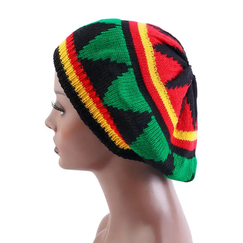 Jamaican Multi-colour Printed Knitted Hat Bob Rasta Beanie Hats Hip Hop Cap Men Women Caribbean Fancy Dress Reggae Beret Cap