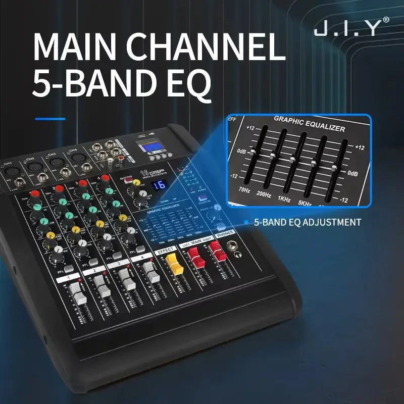DJ Audio Mixer Amplifier 4 Channel 500w Stage Equipment Computer Digital Mixer Mobile Bluetooth DJ Mixer for PC Performance