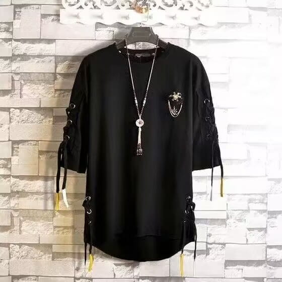 Hip Hop Creative T shirts Men Women Summer Japanese Style Hole T-shirts Streetwear Couple Tops Tees Male Black