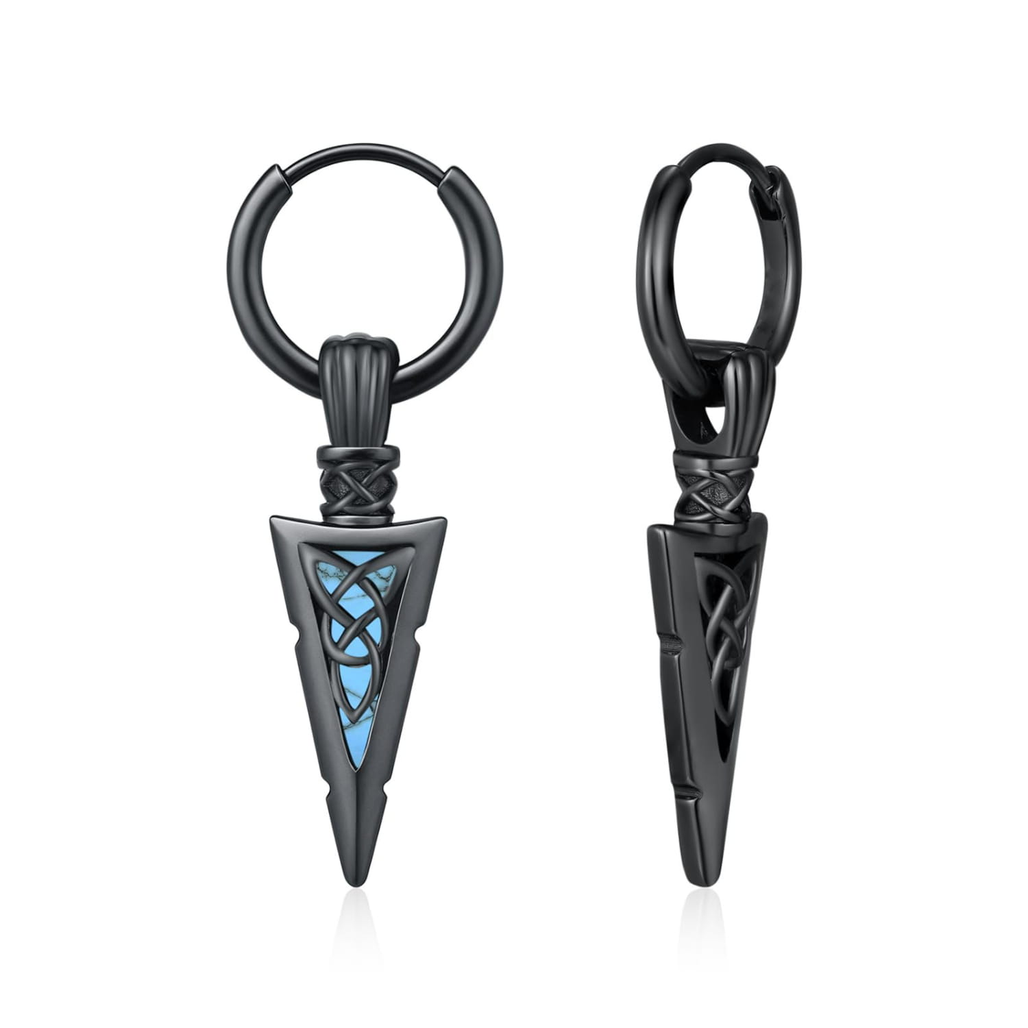 1 pair of fashionable men’s sword-shaped pendant earrings retro punk style hip-hop earrings